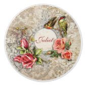  Damask Rozen en Birds gepersonaliseerd Keramische Knop (Voorkant)