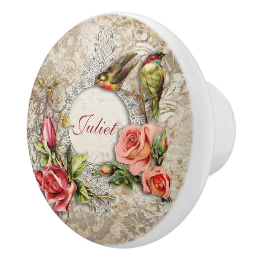  Damask Rozen en Birds gepersonaliseerd Keramische Knop (Rechts)