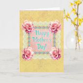 Damask Rozen Kant gepersonaliseerd Kaart (Gele Bloem)