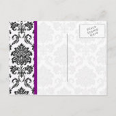Damask RSVP-Briefkaart met Paarse Uitnodiging Briefkaart (Achterkant)
