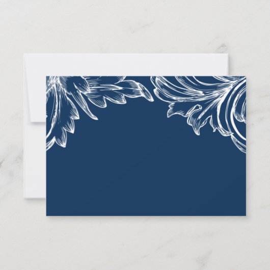  Damask RSVP-reactiekaart NAVY White RSVP Kaartje (Achterkant)