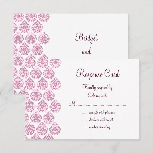 Damask RSVP (roze) (Voorkant / Achterkant)