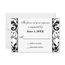 Damask RSVP Wedding Response Request Cards
