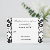 Damask RSVP Wedding Response Request Cards (Staand voorkant)