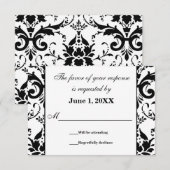 Damask RSVP Wedding Response Request Cards Kaartje (Voorkant / Achterkant)