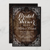  Damask Rustic Bridal Shower-uitnodigingen Kaart (Voorkant / Achterkant)