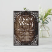  Damask Rustic Bridal Shower-uitnodigingen Kaart (Staand voorkant)