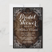 Damask Rustic Bridal Shower-uitnodigingen Kaart (Voorkant)