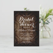 Damask Rustic Bridal Shower-uitnodigingen Kaart (Staand voorkant)