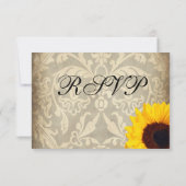 Damask Rustic Sunflower Wedding RSVP-kaarten RSVP Kaartje (Achterkant)