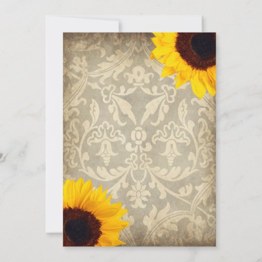  Damask Rustic Zonnebloem bruiloft uitnodiging (Achterkant)