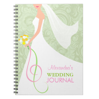 Damask Sage Green Bridal Wedding Journal Planner Notitieboek