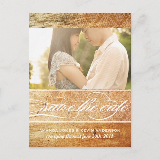  Damask Save the Date Aankondigingskaart (Voorkant)