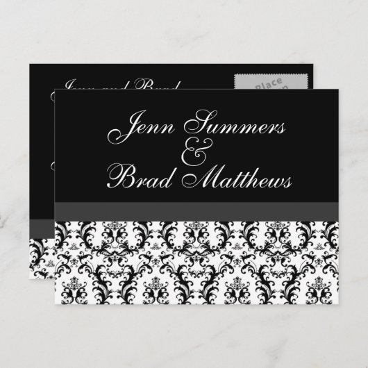 Damask Save the Date Briefkaarten Wedding (Voorkant / Achterkant)