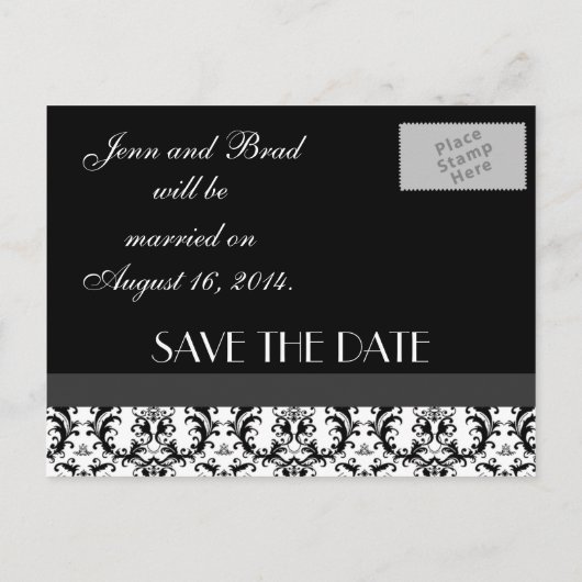 Damask Save the Date Briefkaarten Wedding (Achterkant)