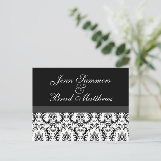 Damask Save the Date Briefkaarten Wedding (Staand voorkant)