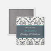 Damask save the date bruiloft magneet (Voorkant / Achterkant)