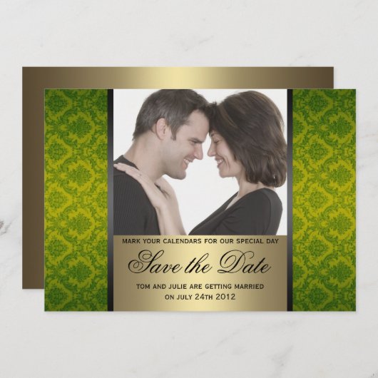 Damask Save the Date Foto (Voorkant / Achterkant)