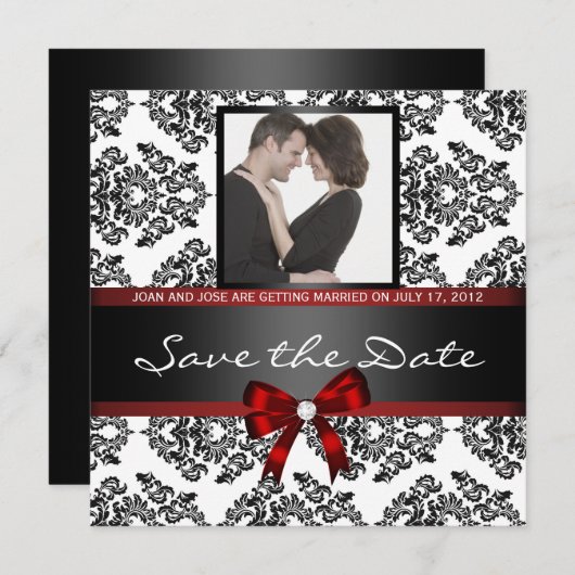 Damask Save the Date Foto (Voorkant / Achterkant)