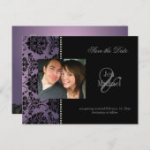 Damask Save the Date Foto briefkaarten, Aankondigingskaart (Voorkant / Achterkant)