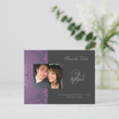 Damask Save the Date Foto briefkaarten, Aankondigingskaart (Staand voorkant)