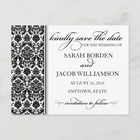 Damask Save the Date Kaart- Pas het aan! Aankondigingskaart (Voorkant)