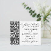 Damask Save the Date Kaart- Pas het aan! Aankondigingskaart (Staand voorkant)