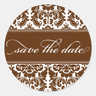 Damask Save the Date Sticker