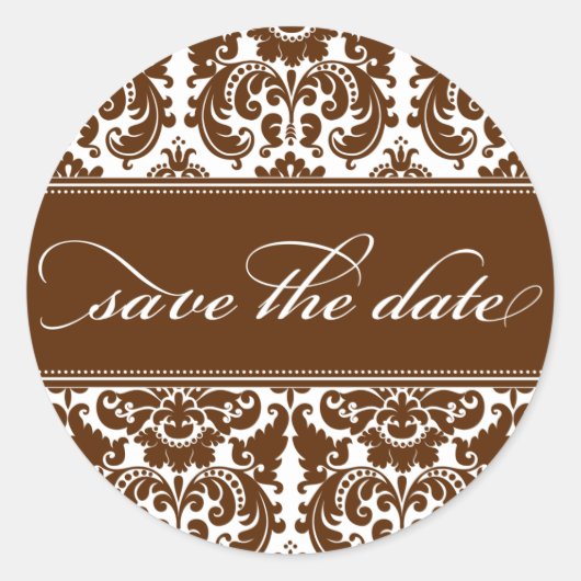 Damask Save the Date Sticker (Voorkant)