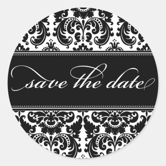 Damask Save the Date Sticker (Voorkant)