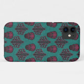 DAMASK schedel hete roze op TEAL Case-Mate iPhone Case (Achterkant (horizontaal))