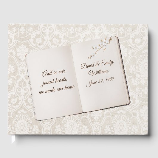 Damask Scrapbook For Wedding Anniversary Gastenboek (Voorkant)