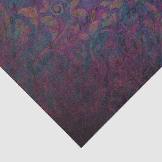 Damask & script elegant purple blue gold   tissuepapier (Detail)