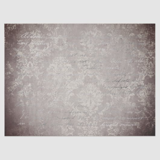  Damask & Script paarse taupe & zilvergrijs Tissuepapier (Voorkant)
