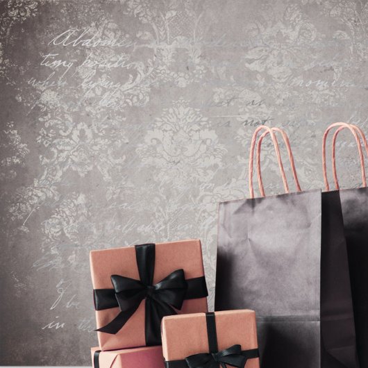 Damask & Script paarse taupe & zilvergrijs Tissuepapier