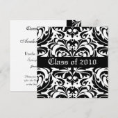 Damask Scroll Class of Afstuderen Invitation Kaart (Voorkant / Achterkant)