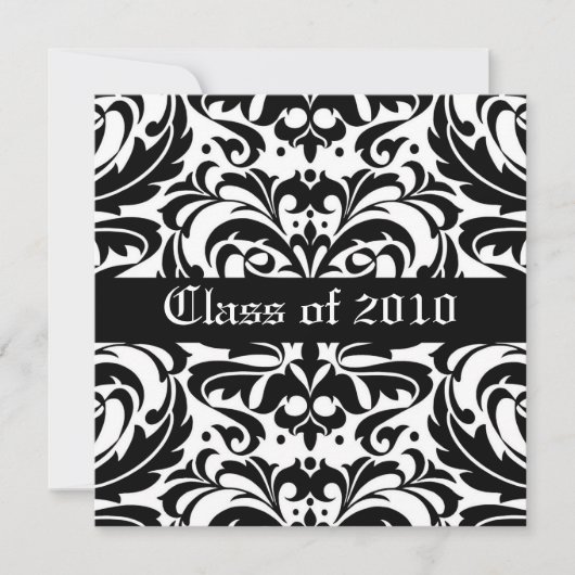 Damask Scroll Class of Afstuderen Invitation Kaart (Voorkant)