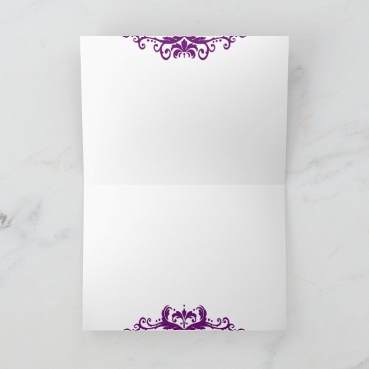 Damask & Scroll Lijst Bedankt kaart (Plum) (Binnen)