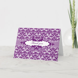 Damask & Scroll Lijst Bedankt kaart (Plum)