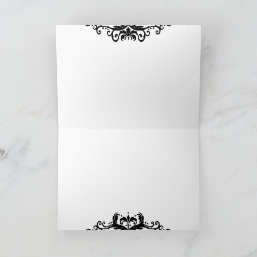 Damask & Scroll Lijst Bedankt kaart (Zwart) (Binnen)