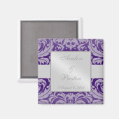 Damask Scroll Lint Paarse Save the Date Magnet (Voorkant / Achterkant)