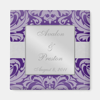 Damask Scroll Lint Paarse Save the Date Magnet