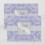 Damask Scroll Ribbon Blue Table Setting Card Briefkaart (Voorkant / Achterkant)