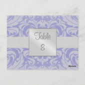 Damask Scroll Ribbon Blue Table Setting Card Briefkaart (Achterkant)