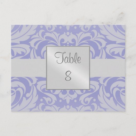Damask Scroll Ribbon Blue Table Setting Card Briefkaart (Voorkant)