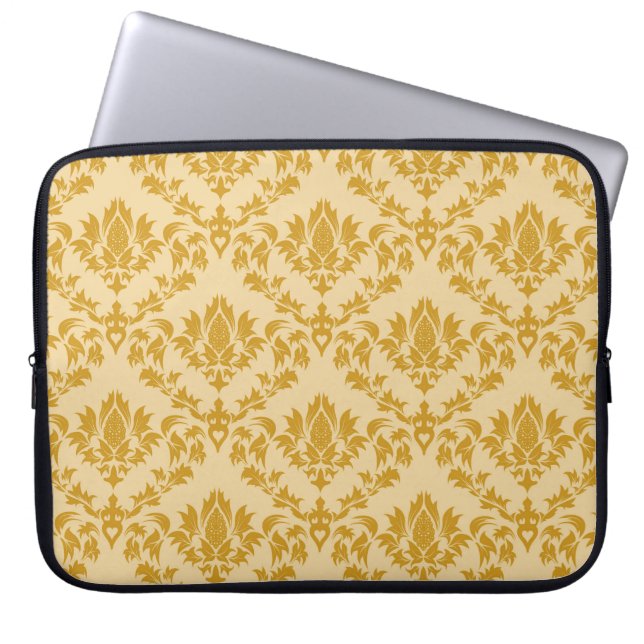 Damask seamless backgroundpattern, abstract, antiq laptop sleeve (Voorkant)