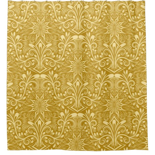 Damask seamless pattern repeating background. Gold Douchegordijn (Voorkant)