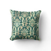 Damask Sepia Gold Lux Metallic Blauwgroen Velvet E
