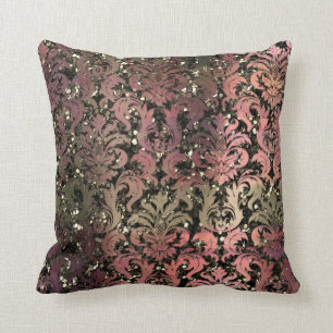 Damask Sepia Pastel Pink Green Metallic Glitter Kussen