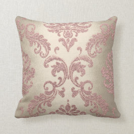 Damask Sepia Pink Blush Pastel Roos Cottage Velvet Kussen